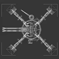 Camouflage Military Robot With Turret Structure Multi Mechanical Legs Star Emblem And American Flag