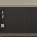 Modern Dark Gray Wardrobe With Multiple Doors And Open Shelves For Books And Decorations