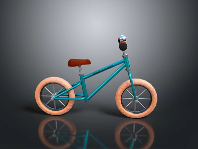 Teal BMX Bicycle With Brown Seat And Orange Tires Modern Design 3d model