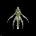 Elven Fairy Character With Green Skin Leafy Wings And Plant Inspired Ornaments