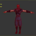 3D Ninja Character In Purple Outfit With Arms Outstretched Stance Design