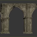 Antique Stone Arch Structure With Brick Columns And Historical Architectural Design 3d model