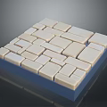 Light Colored Square Blocks Arranged On Blue Base With Geometric Structure Design 3d model