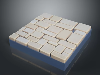 Light Colored Square Blocks Arranged On Blue Base With Geometric Structure Design 3d model