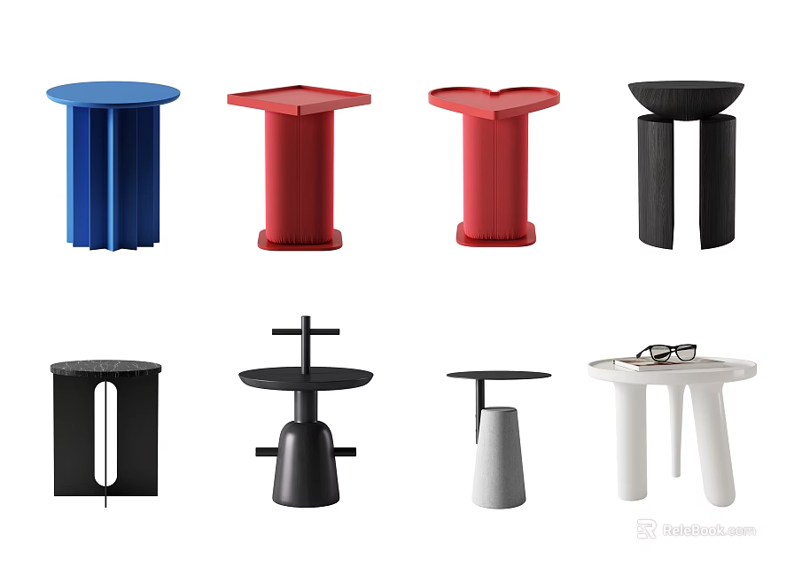 Modern Side Tables With Various Colors And Unique Design Styles For Home Decor 3d model 
