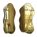 Modern Wavy Golden Frame Mirrors For Home Interior Decorative Wall Design