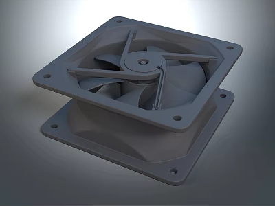 Mechanical Fan Assembly With Double Square Frame Blades And Mounting Holes 3d model
