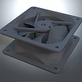 Mechanical Fan Assembly With Double Square Frame Blades And Mounting Holes 3d model