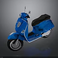 Elegant Blue Scooter With Black Seat And Classic Design Features