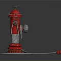 Industrial Equipment Red Fire Hydrant With Silver Chain And Metal Base