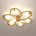 Elegant Golden Floral Shaped Ceiling Light With Multiple Illuminated Bulbs 3d model