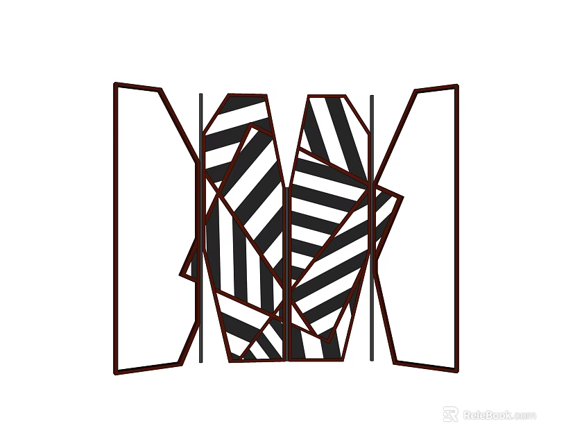 Modern Sofa And Coffee Table Set With Black White Stripes And Geometric Design 3d model 