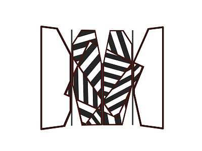 Modern Sofa And Coffee Table Set With Black White Stripes And Geometric Design 3d model