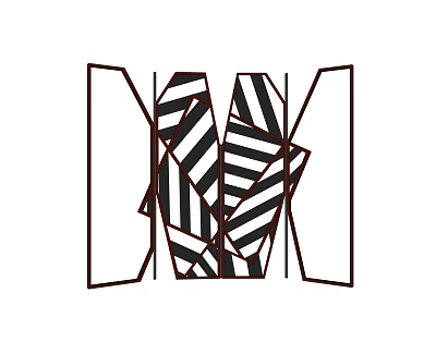 Modern Sofa And Coffee Table Set With Black White Stripes And Geometric Design 3d model