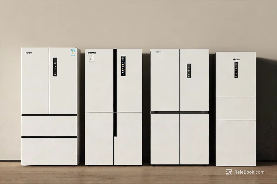 Modern White Refrigerators and Freezers in Multiple Units 3d model 