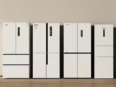 Modern White Refrigerators and Freezers in Multiple Units 3d model