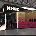 NHSD Exhibition Booth Modern Design With People Visiting Display Shelves And Lighting