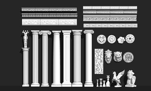 European Roman Column Roman Column Gypsum Line 3d model