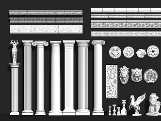 European Roman Column Roman Column Gypsum Line 3d model