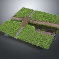 Lush Green Vegetation Natural Scene With Central Pathway And Earthen Edges 3d model