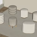 Sofa stool Low stool 3d model