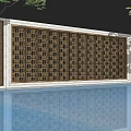 Modern Feature Wall Design With Intricate Geometric Patterns Water Reflection And Green Plants