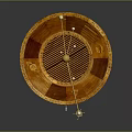 Exquisite Decorative Ornament Set With Circular Wooden Striped Base And Metal Decorations