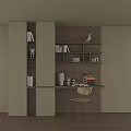 Stylish Modern Desk with Wooden Bookshelf Books Table Lamp and Chair