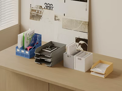 Assorted File Folders For Office Desk Organization And Document Storage Supplies 3d model
