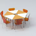 School Classroom Hexagonal Tables With Multicolor Chairs For Learning Area 3d model