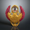 Golden Winged Eye Brooch With Red Feathers For Clothing Decoration Accessory