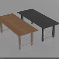 Two Office Desks Featuring Brown Wooden Top And Black Surface With Metal Legs Modern Design
