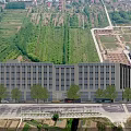 Aerial View Planning Of Twin Buildings With Green Roofs And Road Network