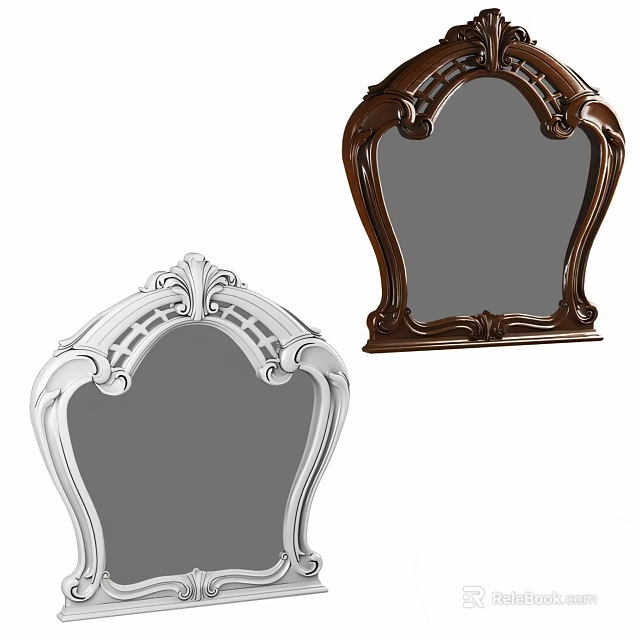 Elegant Decorative Mirrors With Silver And Brown Ornate Frames For Home Decoration 3d model