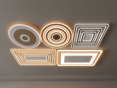 Modern Decorative Ceiling Lights with Round Square Rectangular Shapes and LED Lighting Design 3d model