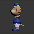 3D Cartoon Dog Wearing Blue Baseball Uniform B Cap 67 White Shorts And Blue Shoes