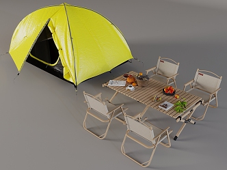 Outdoor folding camping tent leisure table and chair folding chair 3d model