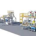 Industrial Equipment Processing Plant With Operational Platforms Piping And Safety Railings