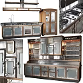 Industrial Style Metal Kitchen Cabinets With Glass Doors Drawers And Storage Design
