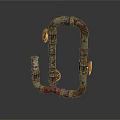 Rusty Industrial Pipes With Red Valve Handles And Curved Metal Structure