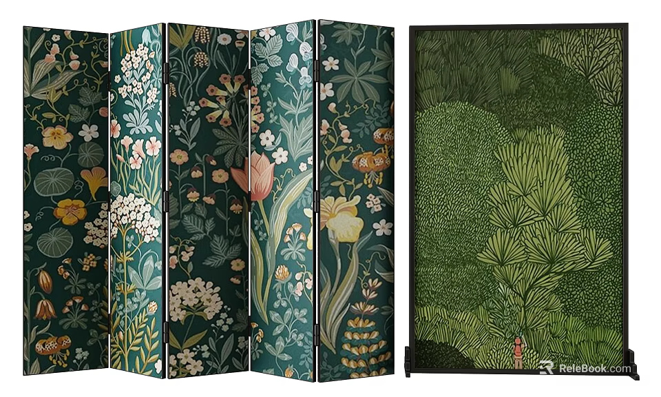 Floral Patterned Screen For Home Decoration With Various Flowers 3d model 