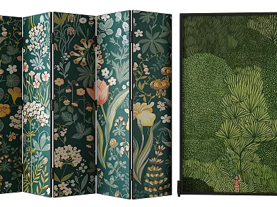 Floral Patterned Screen For Home Decoration With Various Flowers 3d model