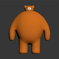 Orange Chubby Stuffed Bear Toy With Round Body And Small Head Button 3d model