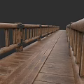 Scenic Wooden Plank Walkway With Sturdy Railings In Natural Outdoor Setting