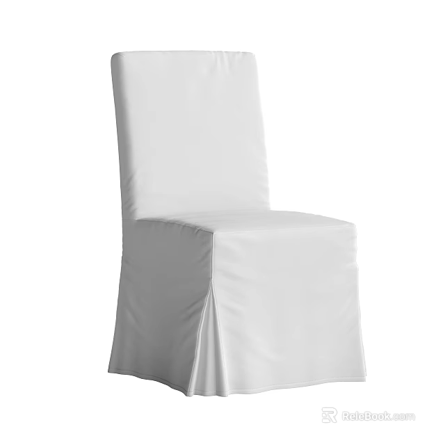 White Protective Slipcover Dining Chair With Simple Design And Full Coverage 3d model 