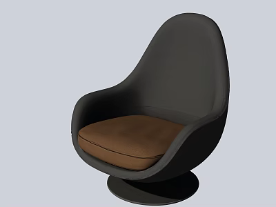 Modern Curved Accent Chair With Black Frame And Brown Cushion Round Base 3d model