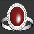 Silver Ring With Pink Oval Gemstone And Decorative Shiny Edge For Daily Use