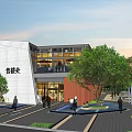 Modern Commercial Landscape Featuring High Rise Buildings Glass Curtain Walls Greenery And Pedestrian Walkways