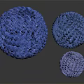 Three Blue Woven Textured Balls In Different Sizes And Gradient Colors 3d model