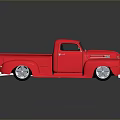 Red Vintage Pickup Truck With Sleek Exterior And Polished Chrome Wheels